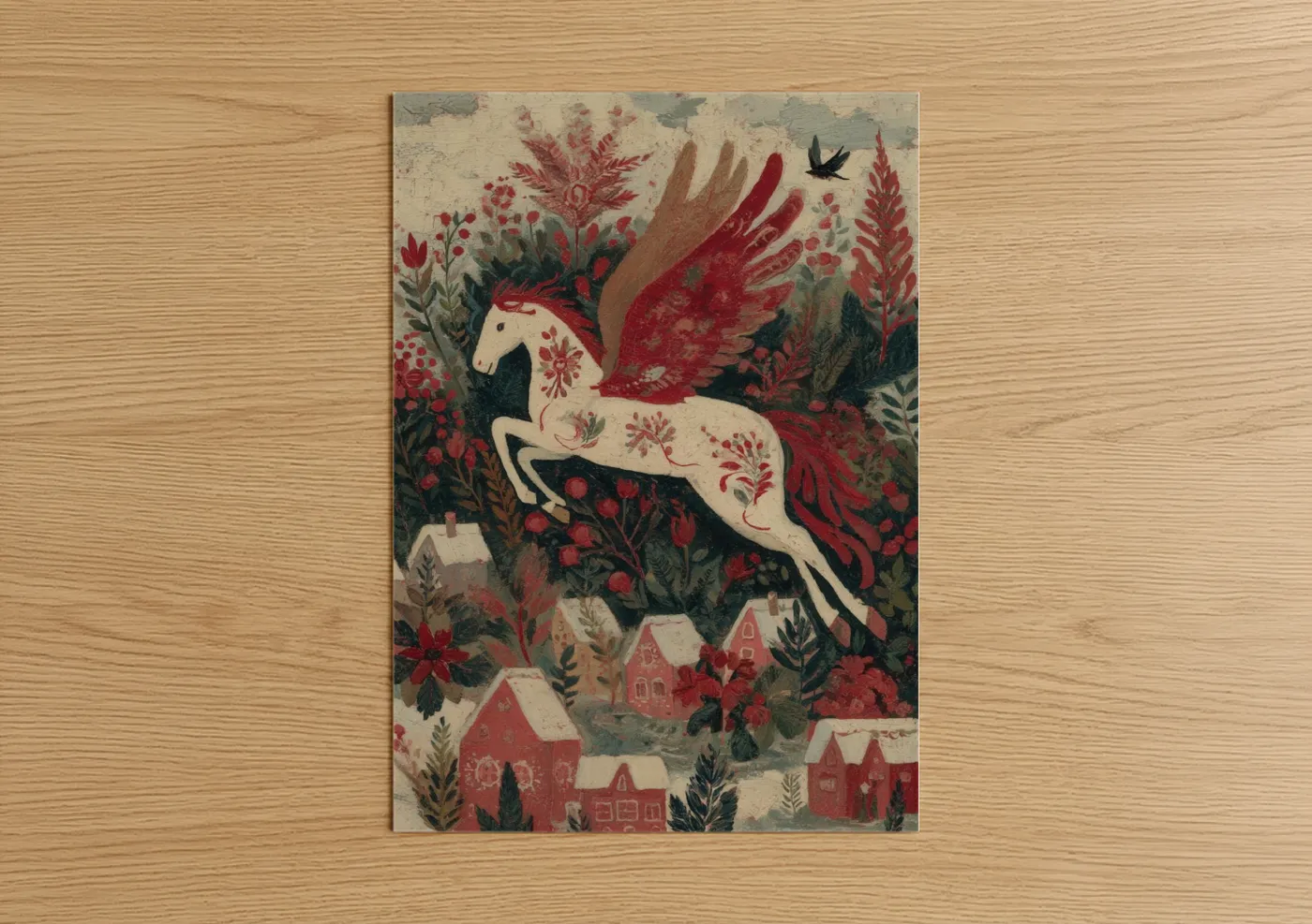 Mythical Pegasus Winged Horse Illustration Wall Art