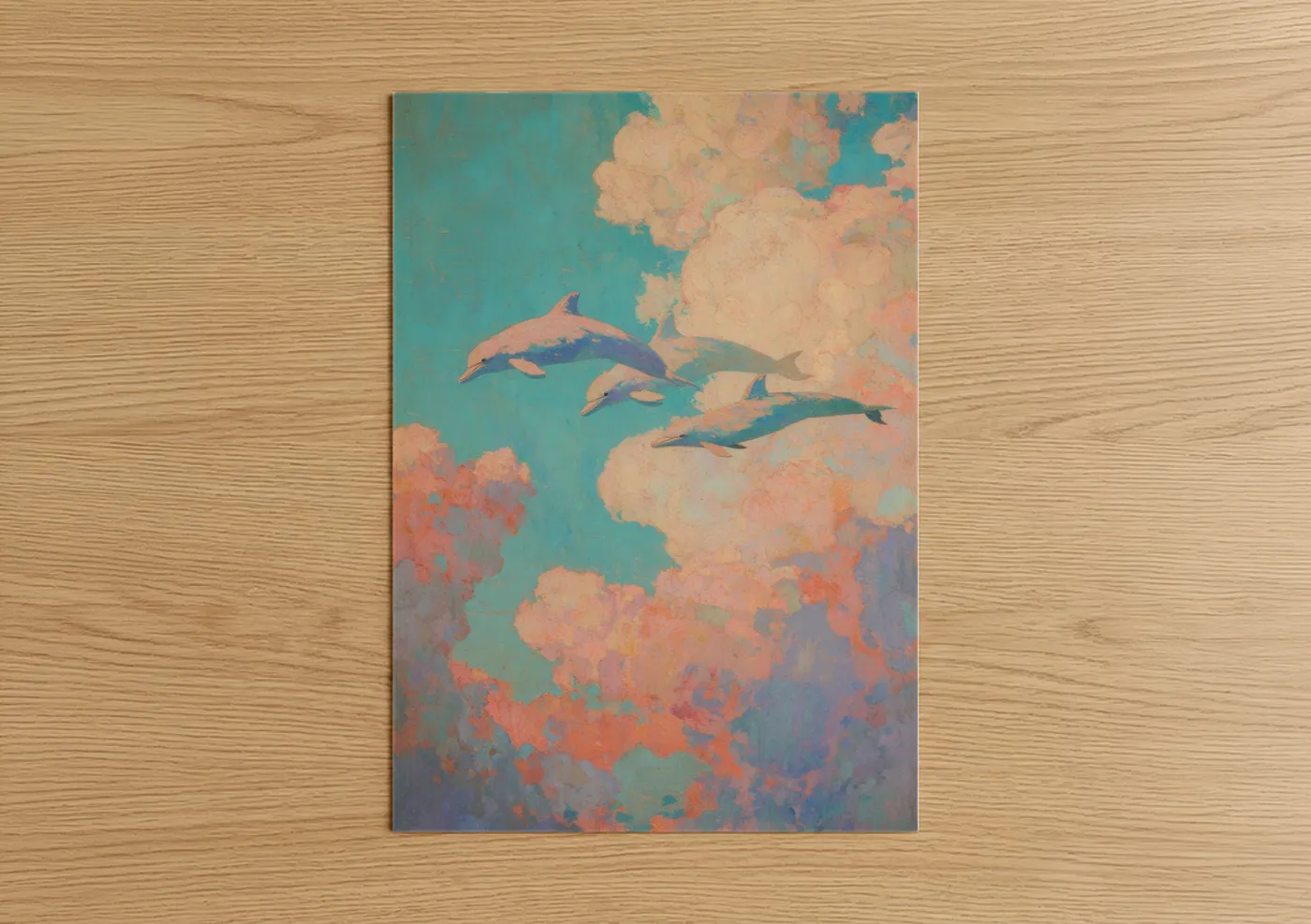 Dreaming Dolphins Clouds Sky Wall Art