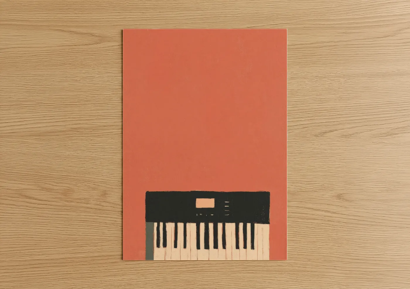 Coral Keyboard Minimalist Music Wall Art