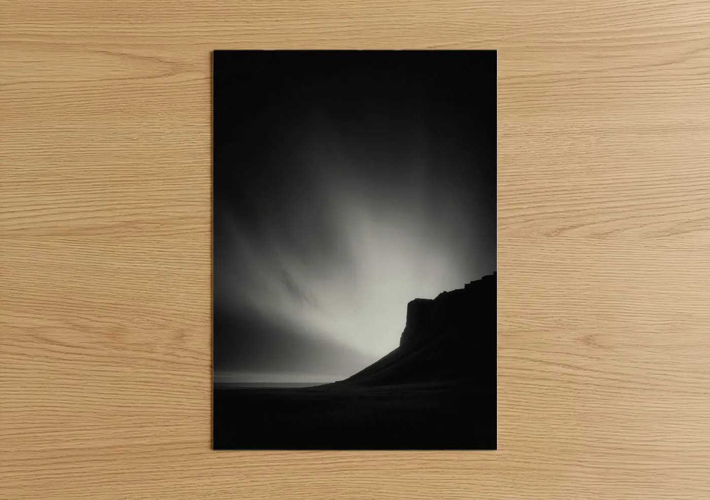 Dramatic Aurora Landscape Black White Wall Art
