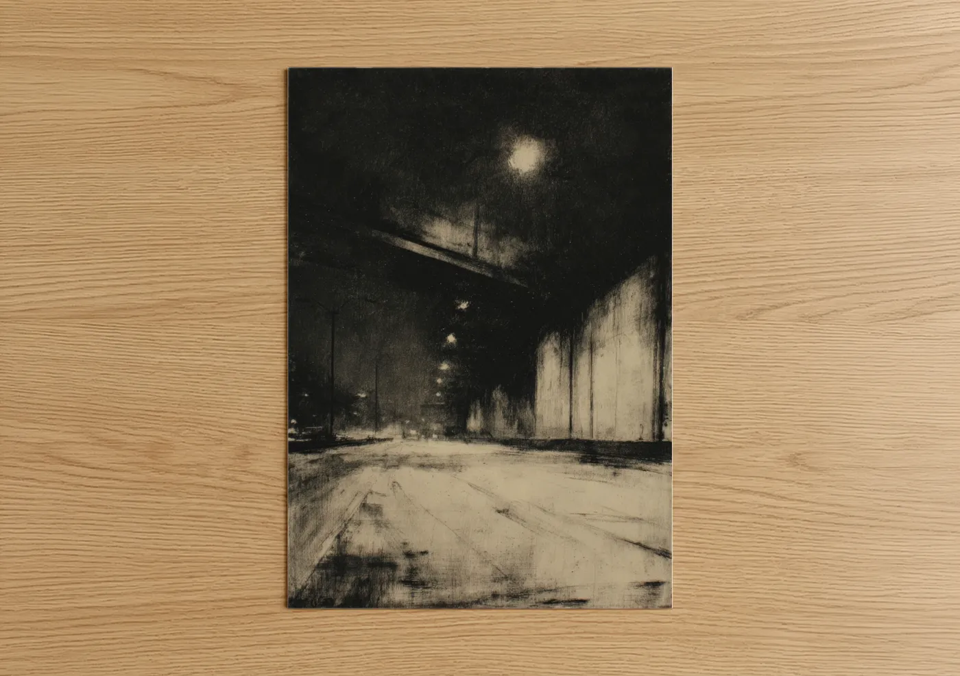 Moonlit Urban Street Night Atmosphere Wall Art