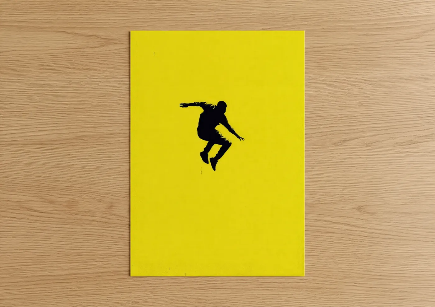 Parkour Silhouette Jump Yellow Wall Art