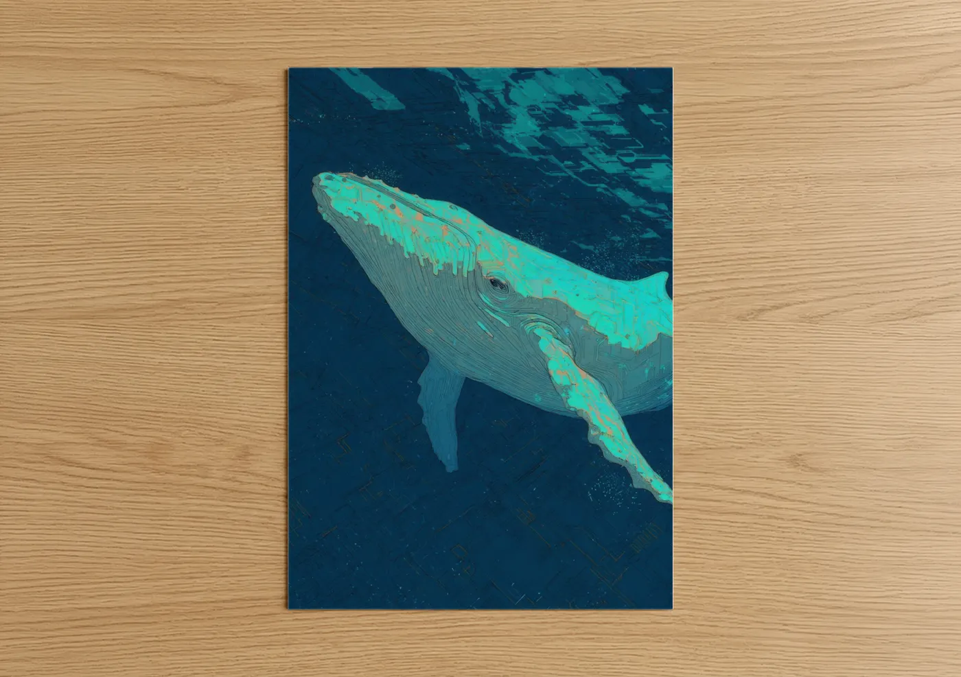 Neon Gray Whale Deep Ocean Wall Art