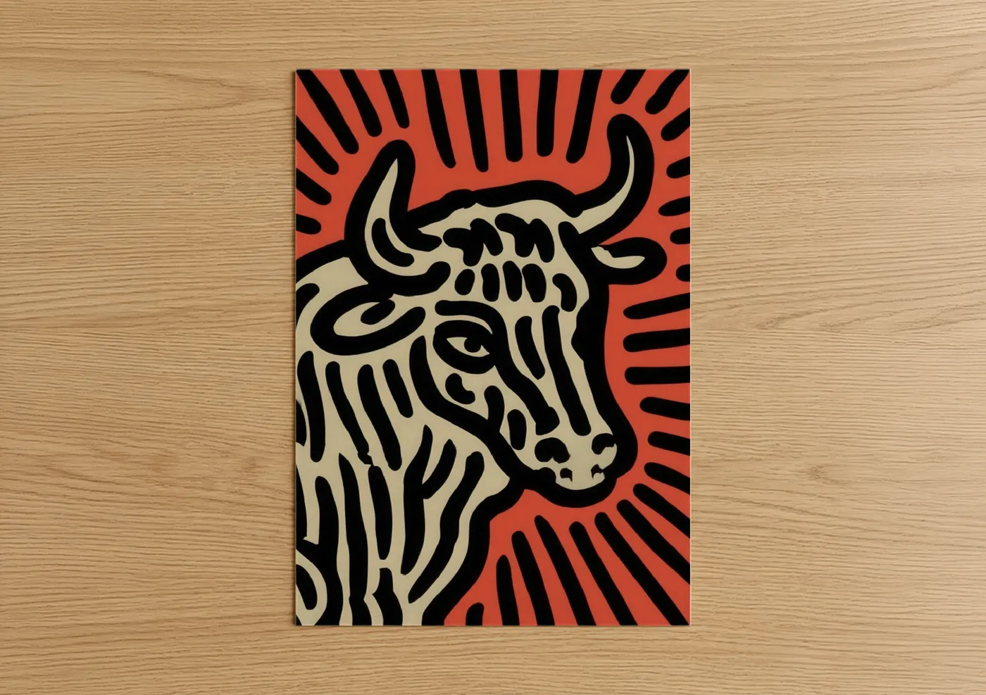Crimson Bull Pop Art Illustration Wall Art