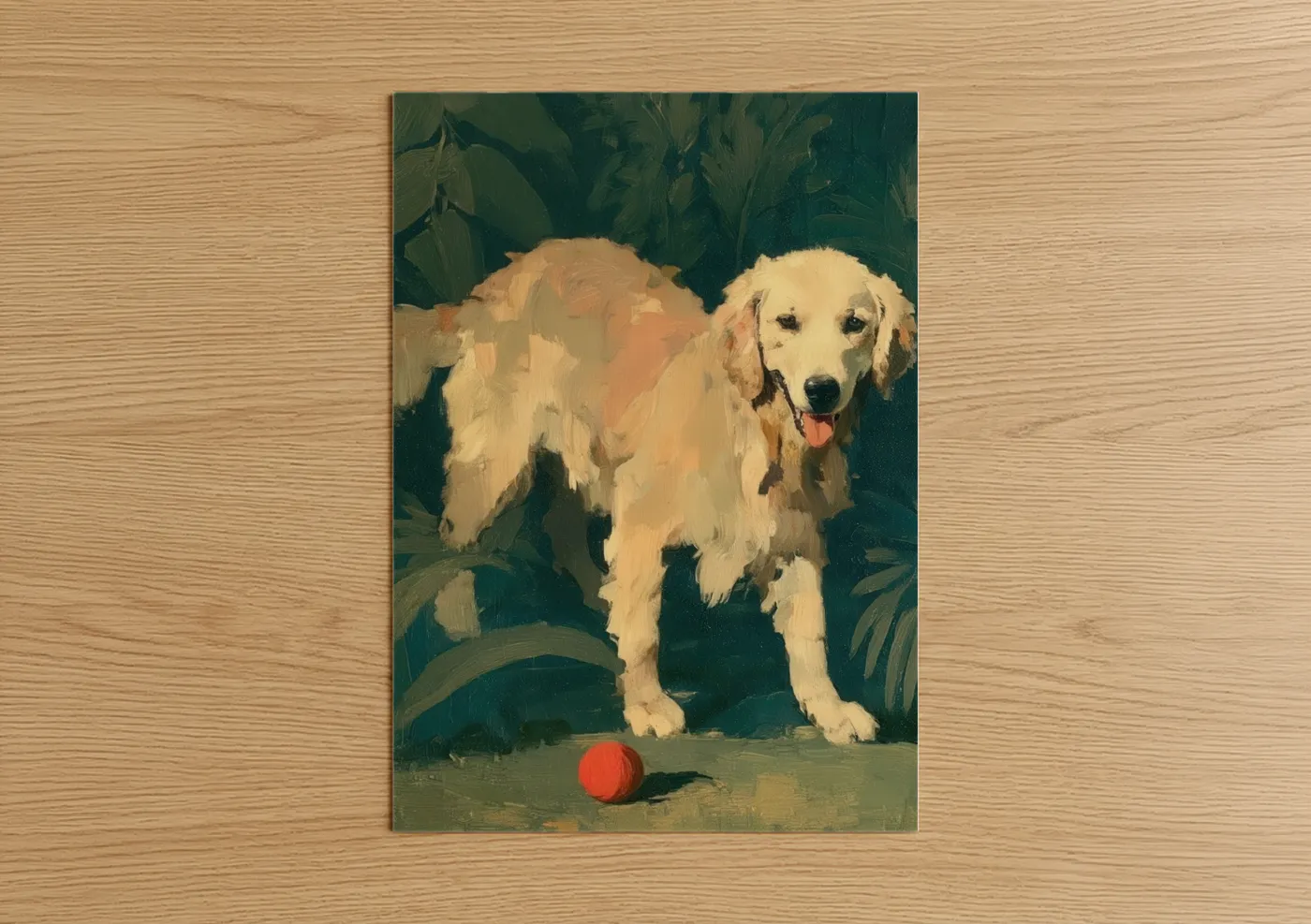 Golden Retriever with Ball Portrait Wall Art