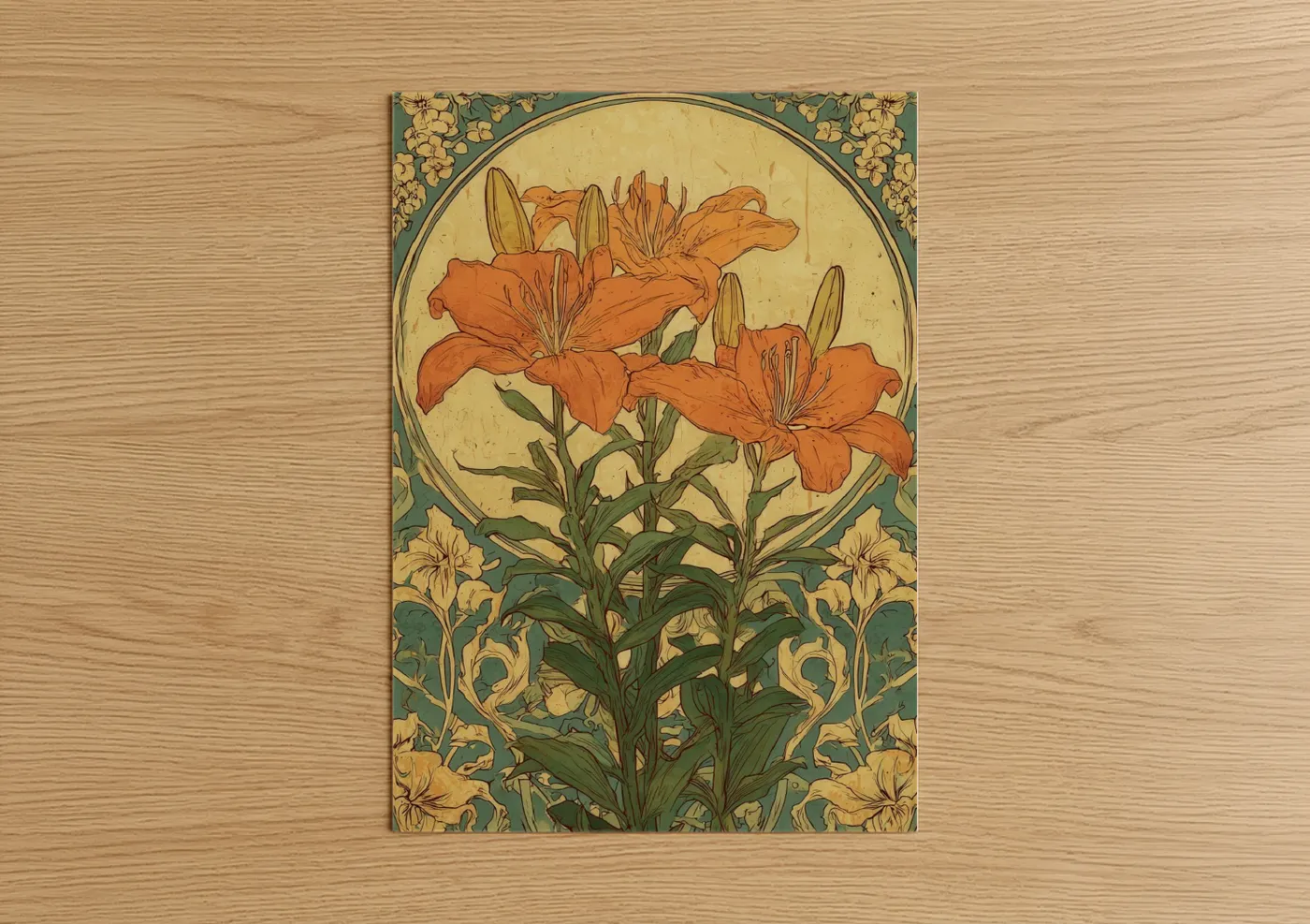 Orange Lily Elegance Art Deco Wall Art