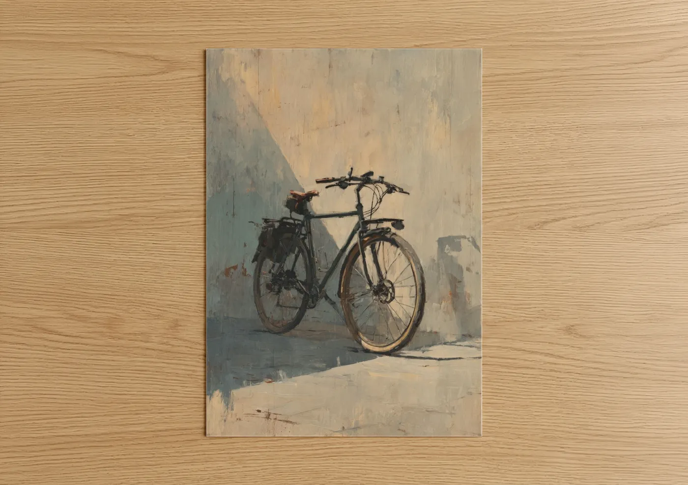 Vintage Urban Bicycle Against Weathered Wall Art
