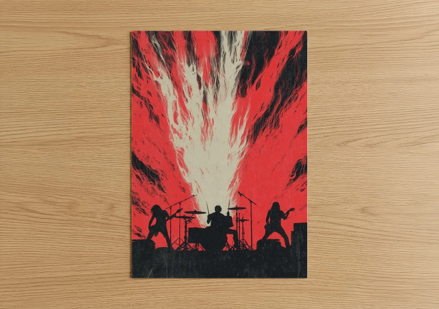 Death Metal Band Red Stage Silhouette Wall Art