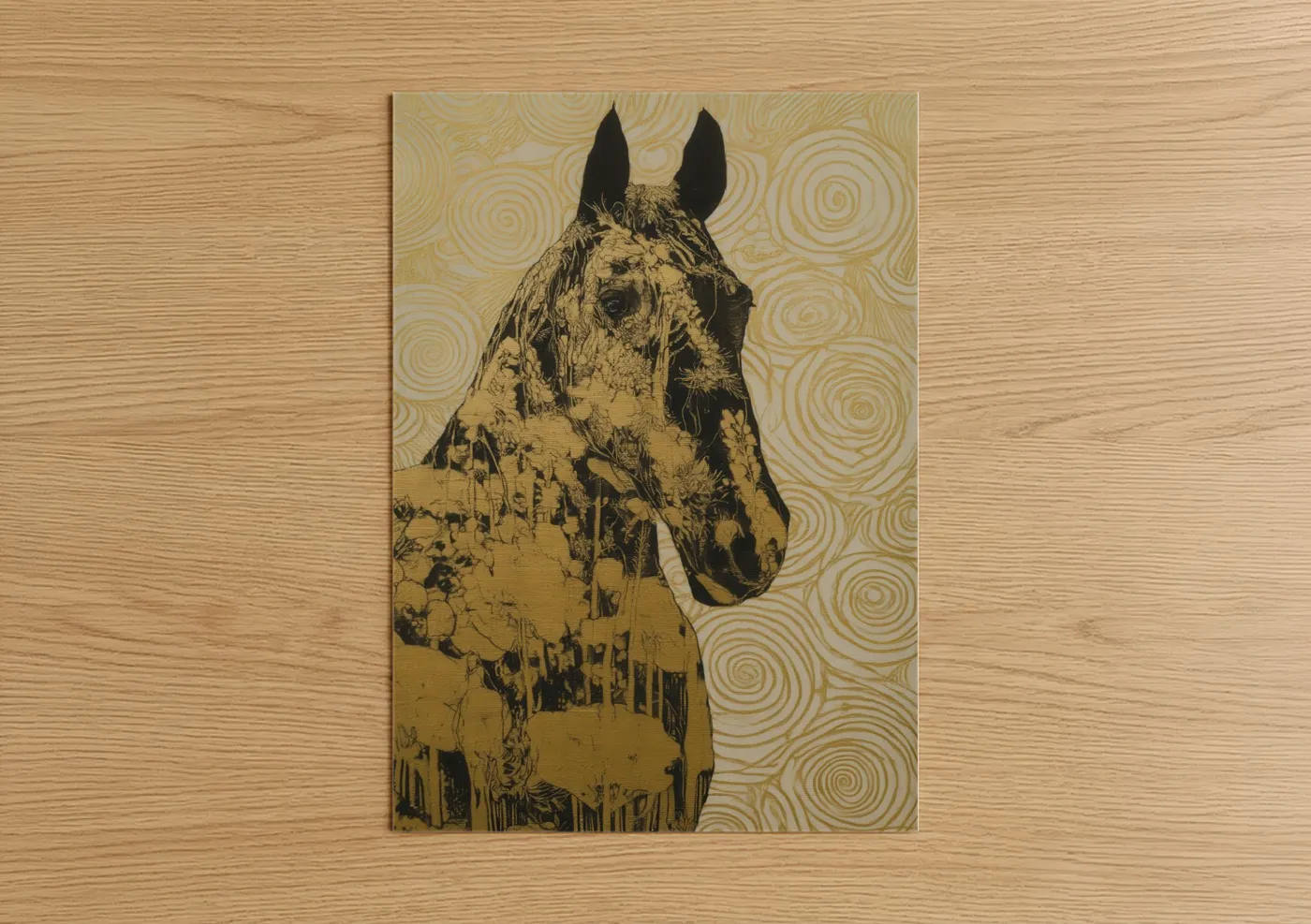 Golden Thoroughbred Horse Portrait Art Wall Art