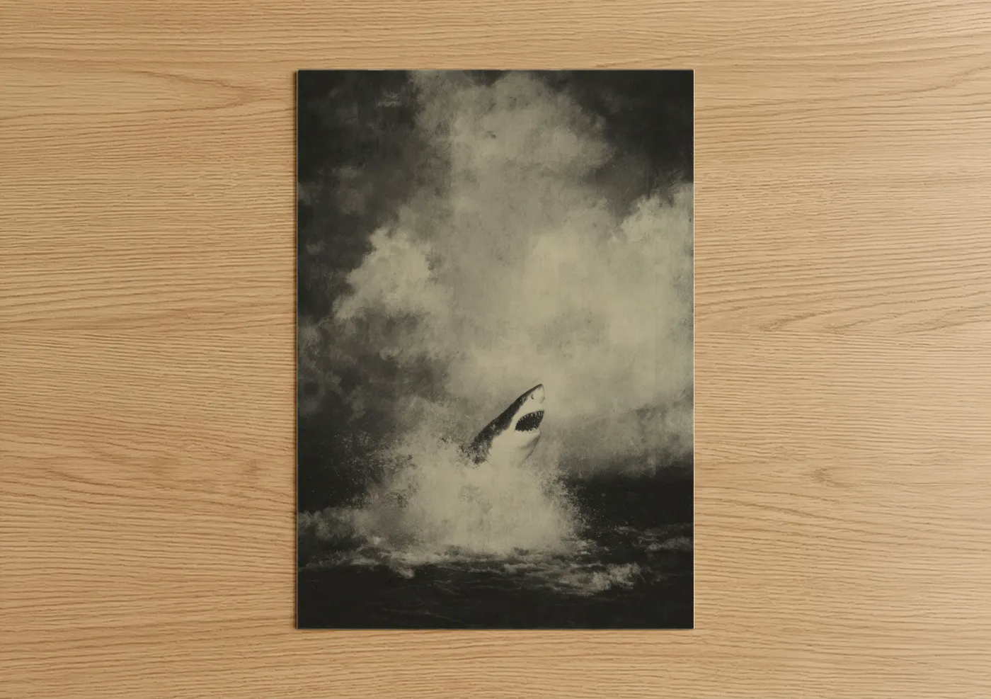 Sand Tiger Shark Breaching Ocean Wave Wall Art
