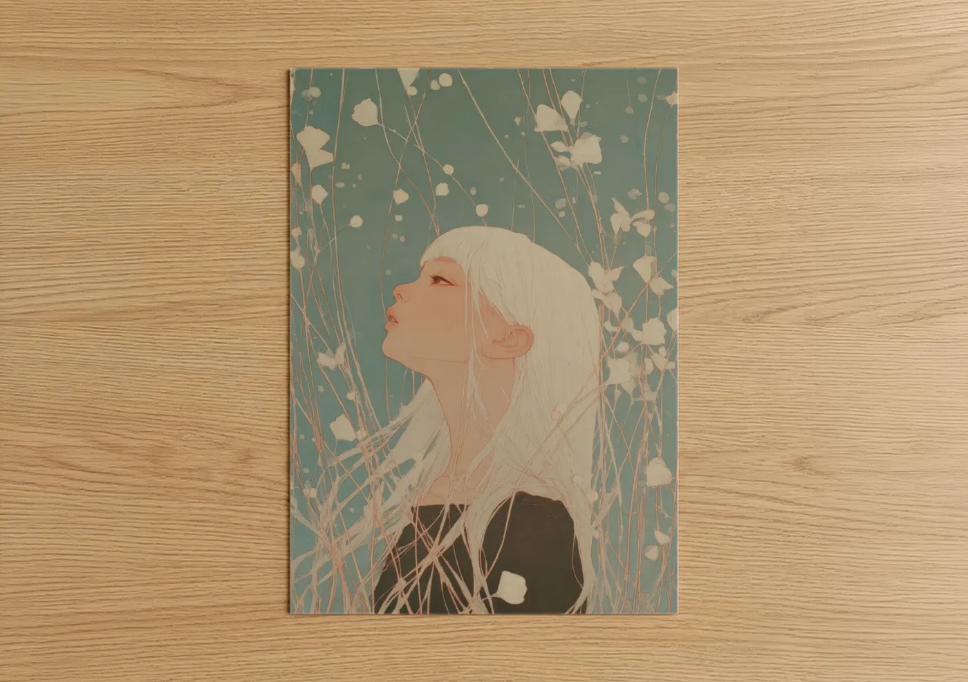 Platinum Hair Woman Botanical Wall Art