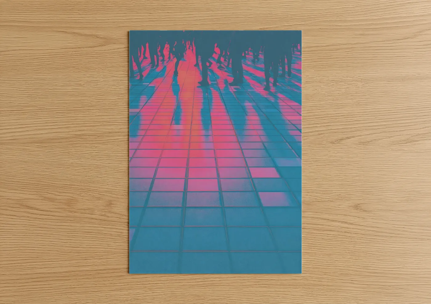 Neon Disco Grid Retro Synthwave Wall Art