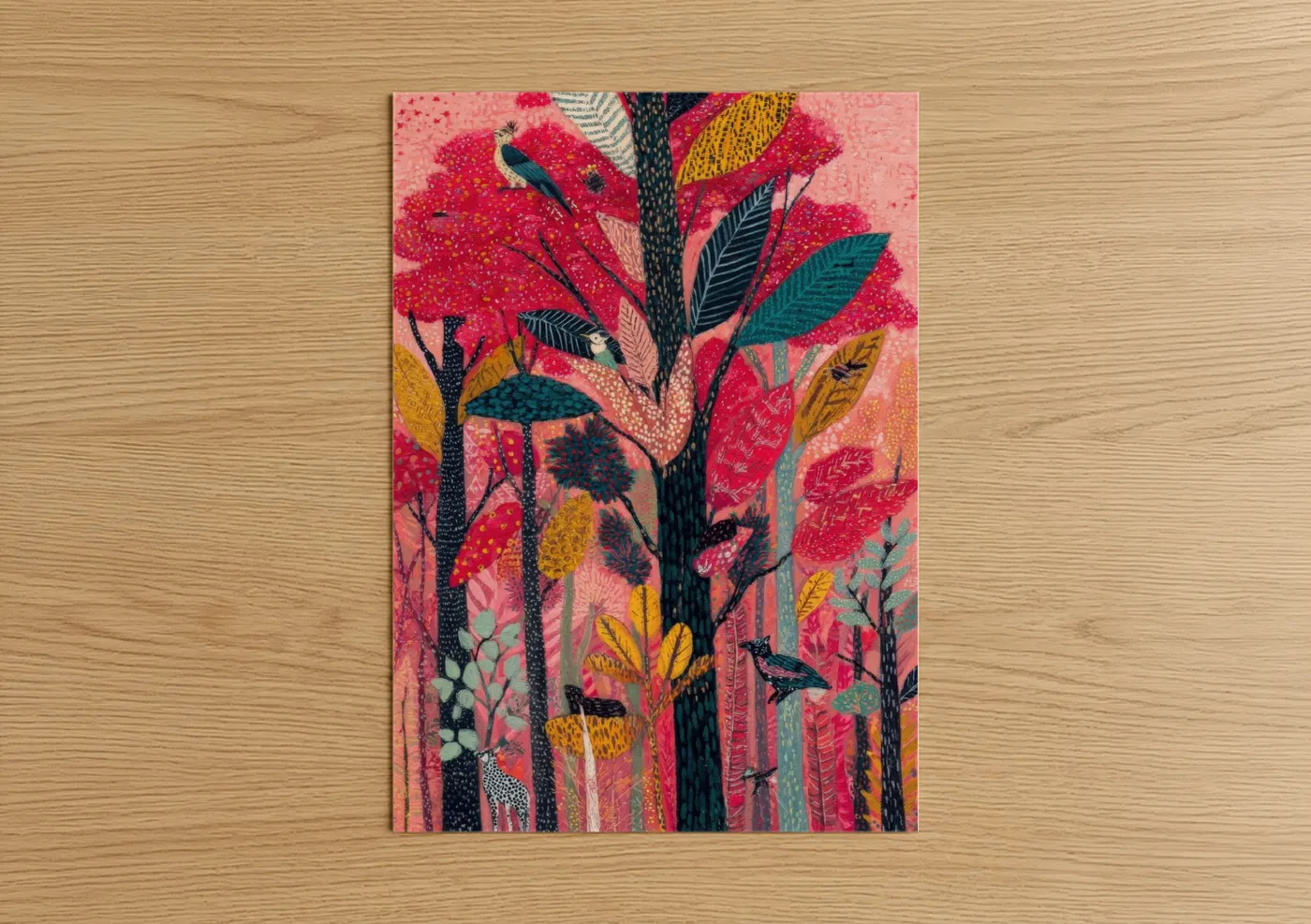 Vibrant Redwood Tree Art Illustration Wall Art