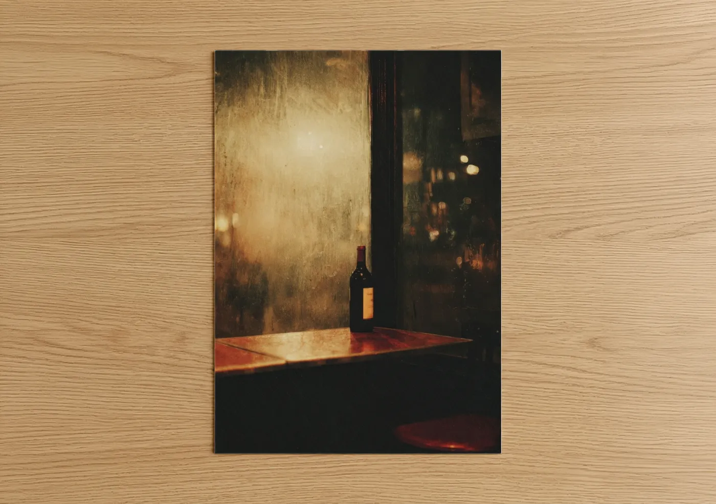 Candlelit Wine Bottle Moody Bar Ambiance Wall Art