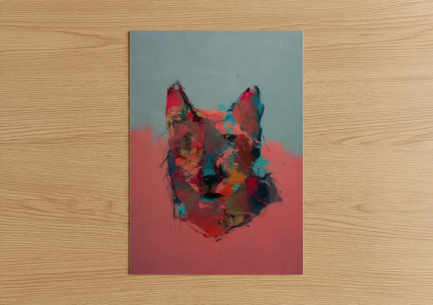 Chromatic Cat Modern Art Print Wall Art