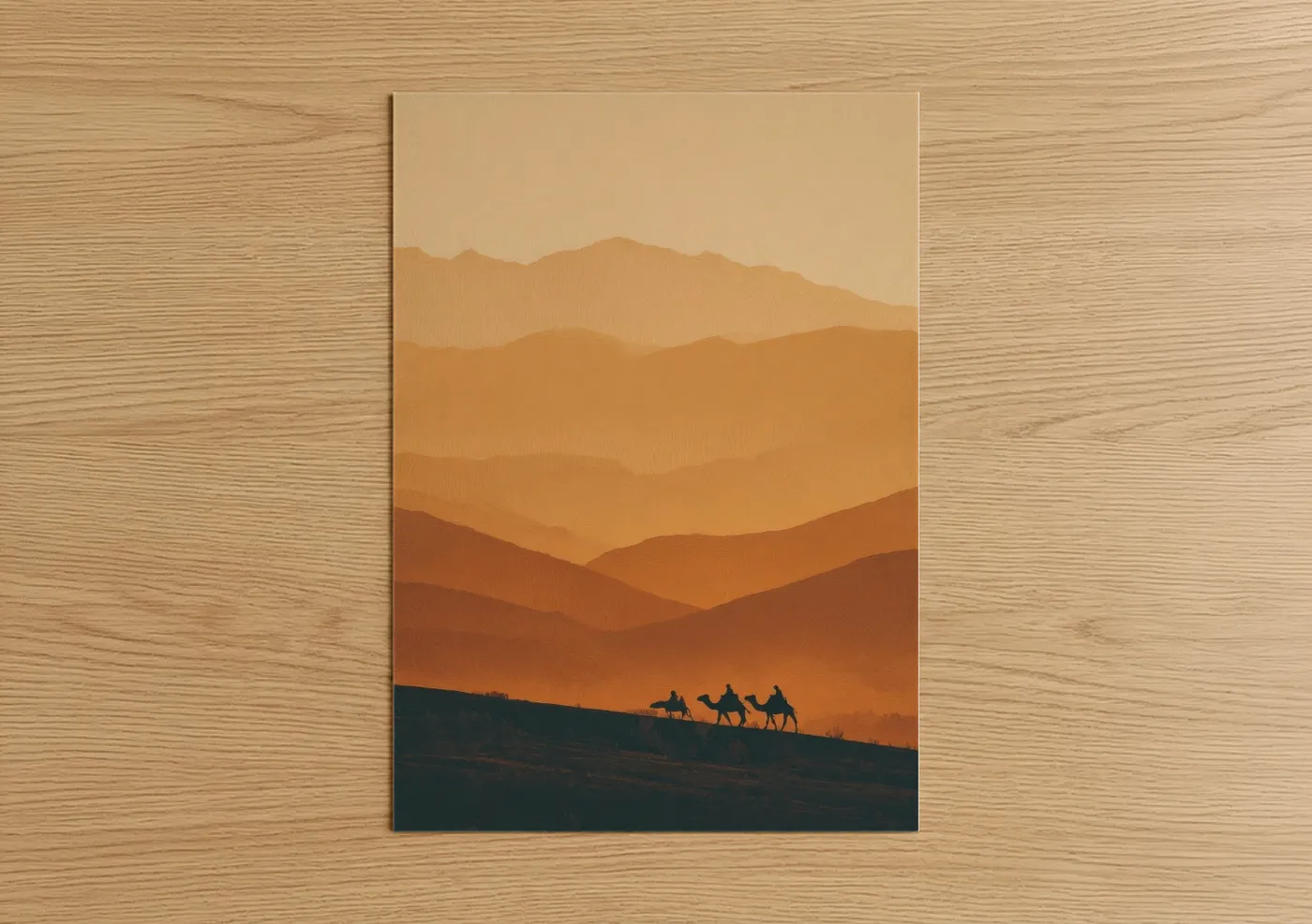 Desert Caravan Silhouette Sunset Wall Art