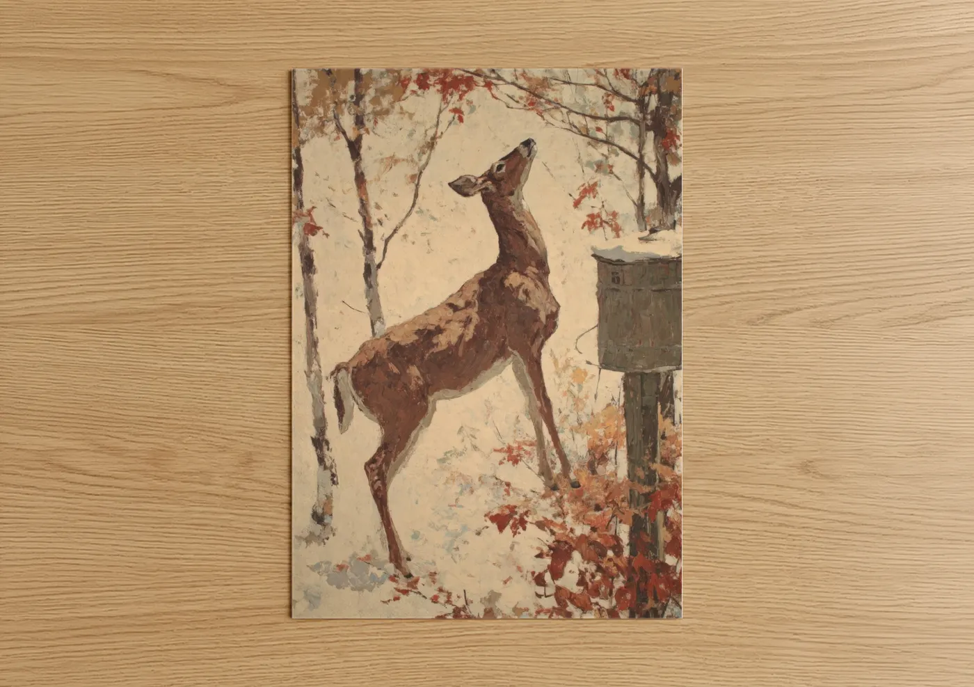 Autumn Reindeer Woodland Illustration Wall Art