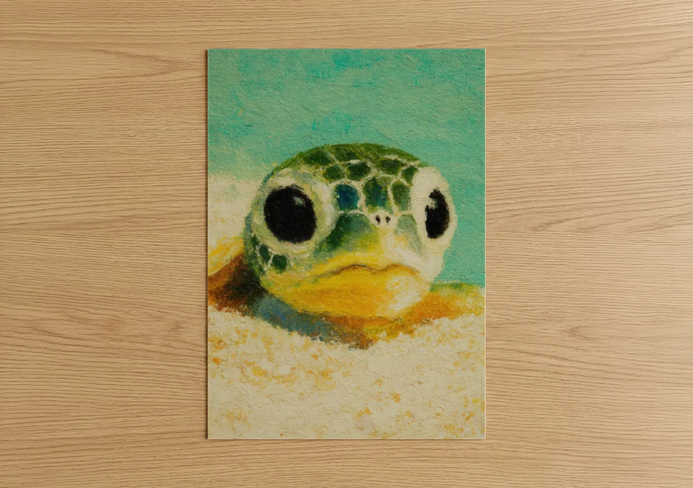 Sea Turtle Sandy Beach Watercolor Wall Art