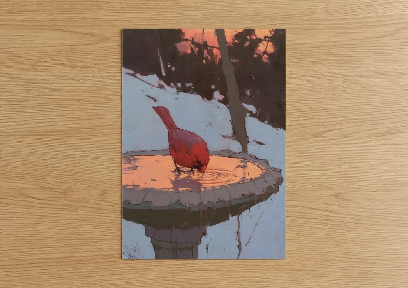 Crimson Cardinal on Stone Perch Wall Art