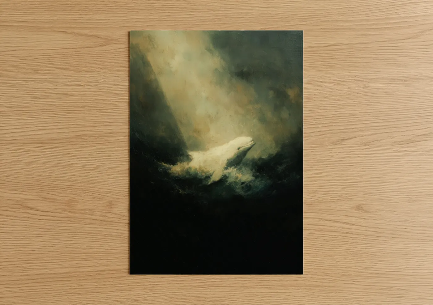 Ethereal Beluga Whale in Misty Waters Wall Art