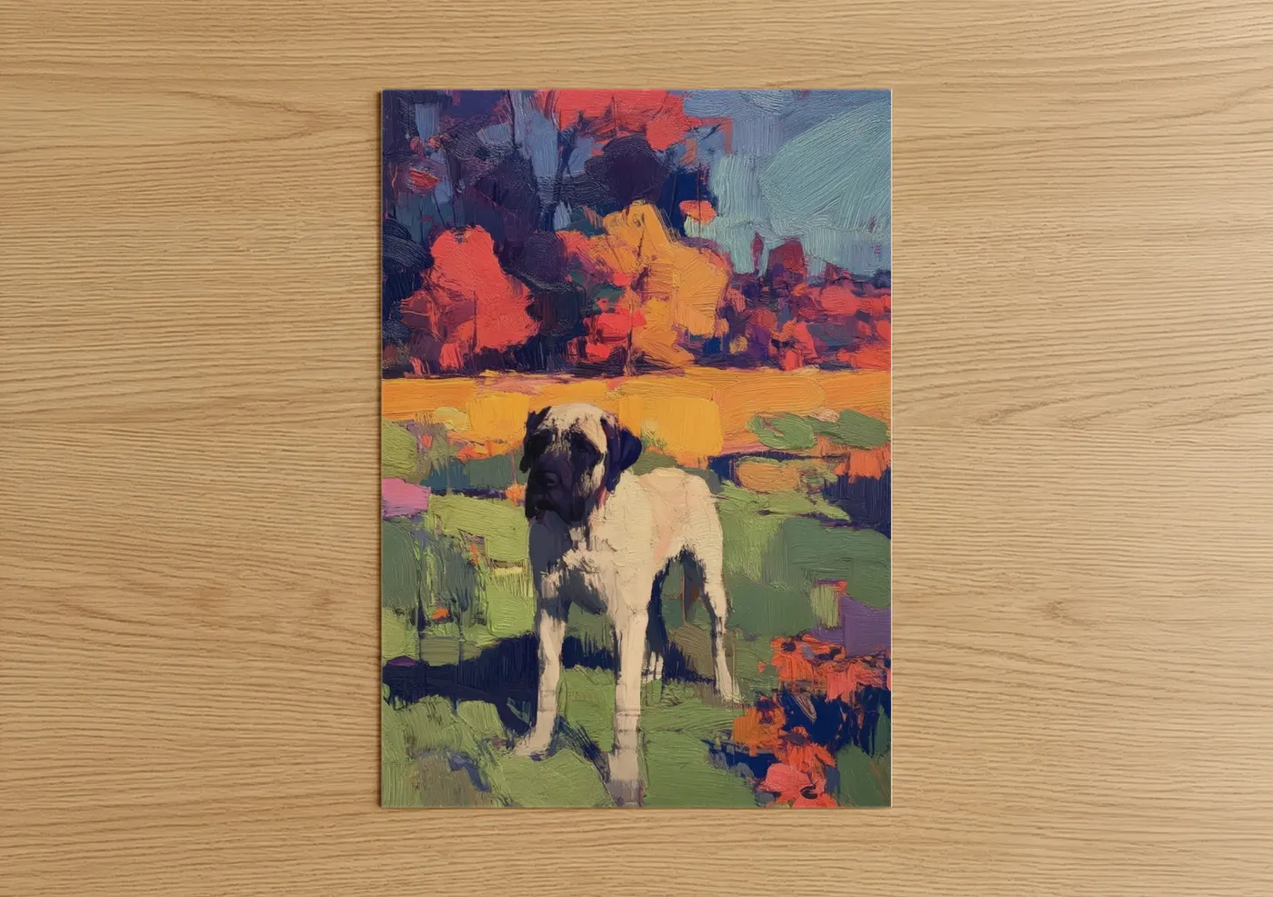 Mastiff Wildflower Field Abstract Paint Wall Art