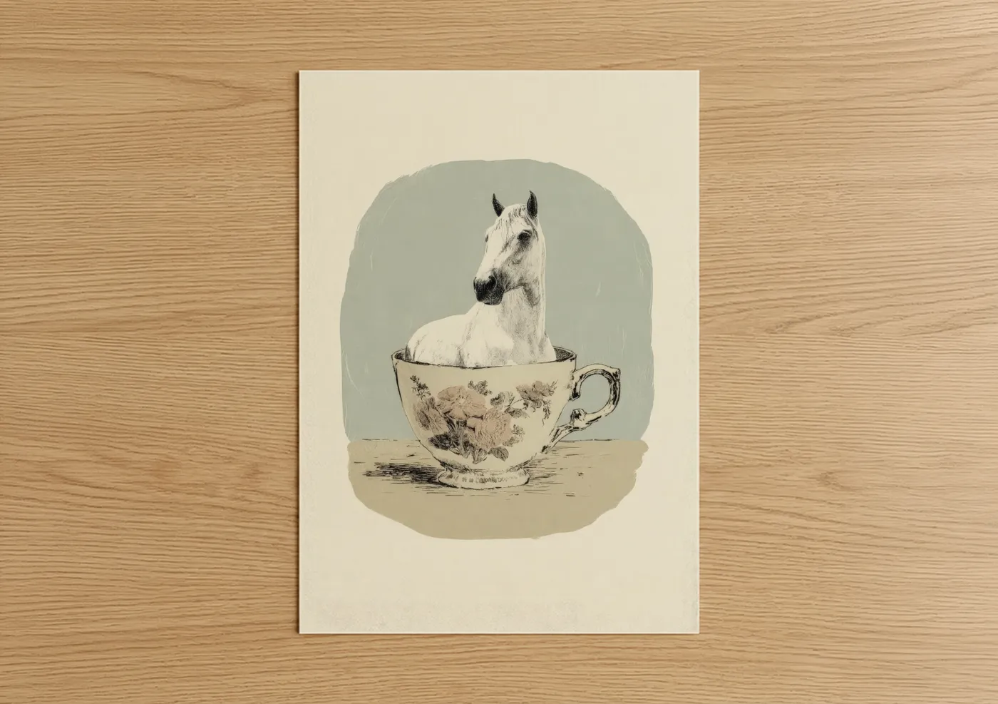 White Andalusian Horse Teacup Wall Art