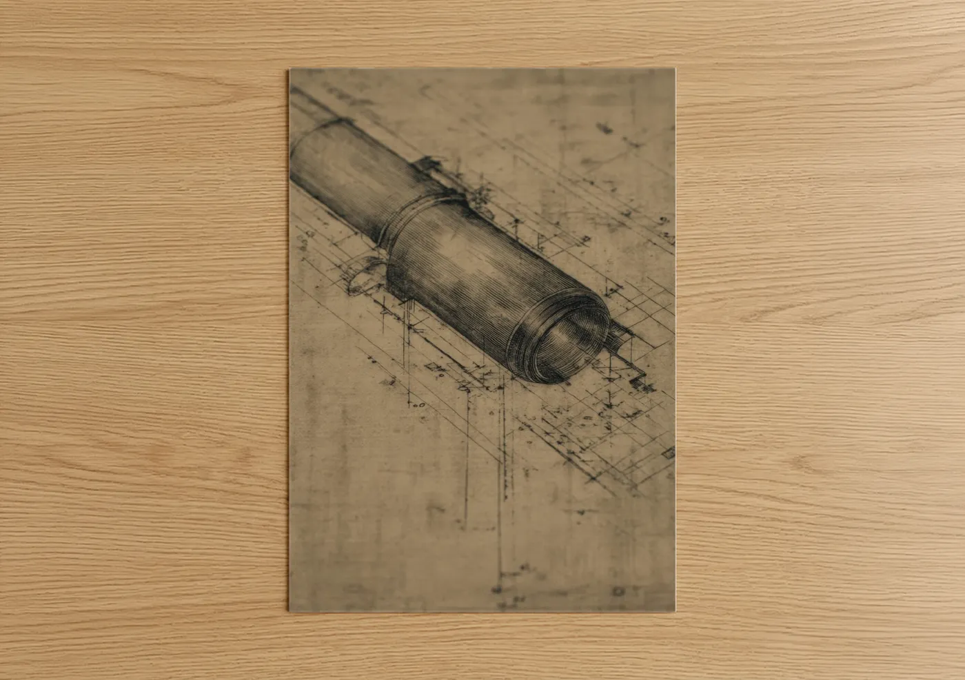 Blueprint Spyglass Technical Drawing Wall Art