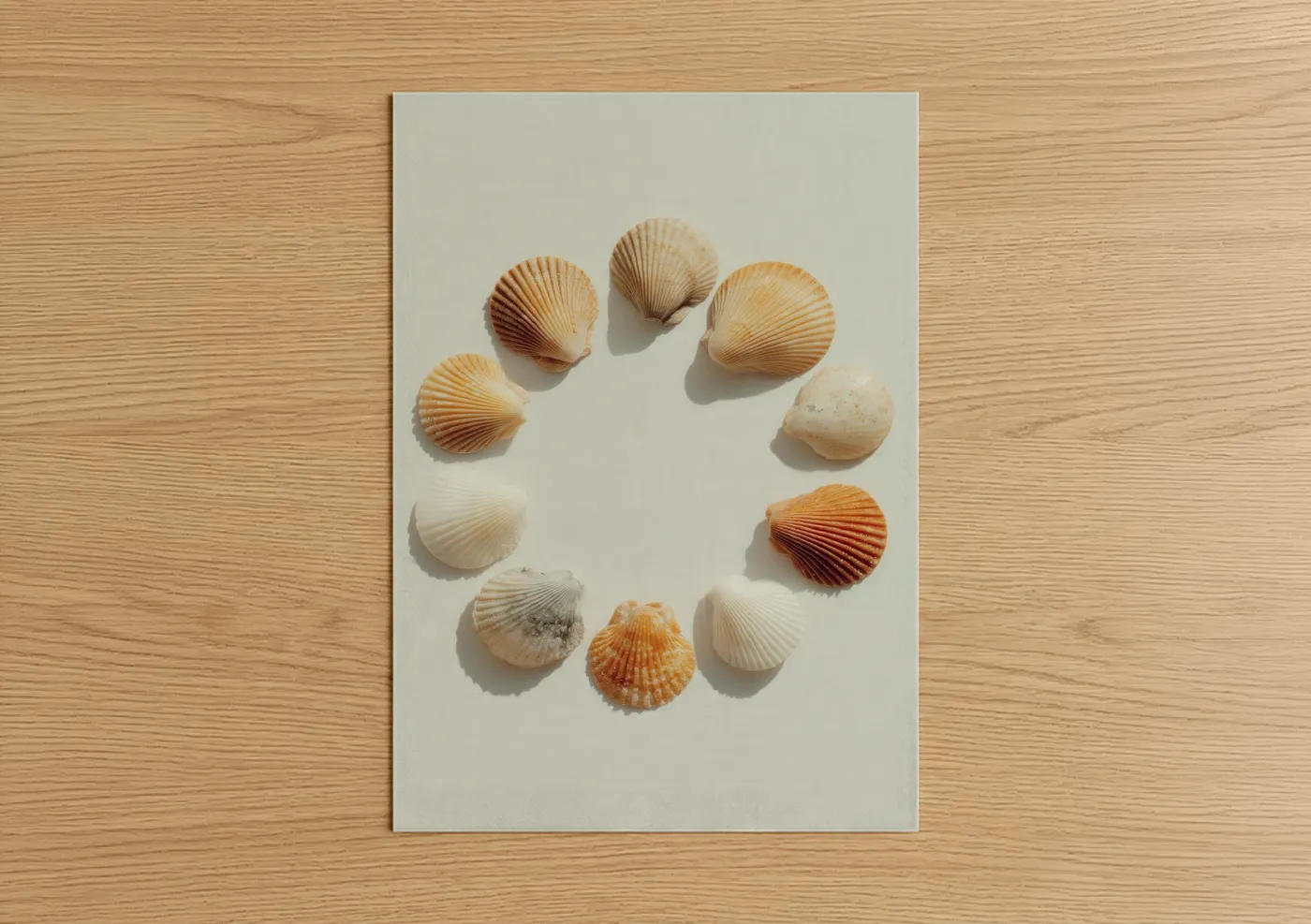 Golden Seashell Circle Coastal Decor Wall Art
