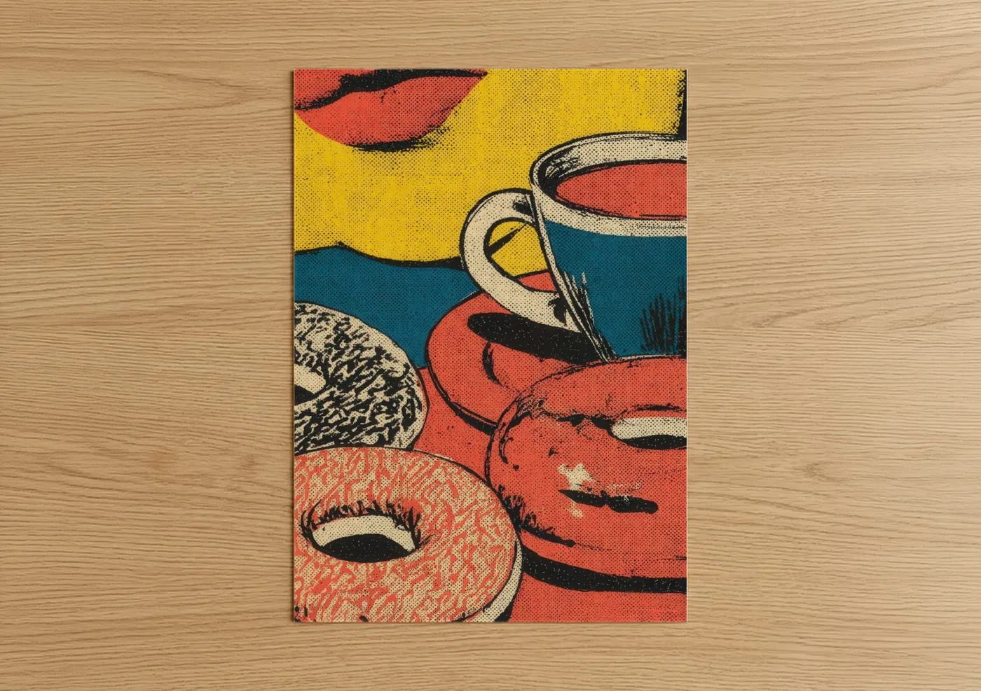 Pop Art Breakfast Coffee Cup Illustration Wall Art