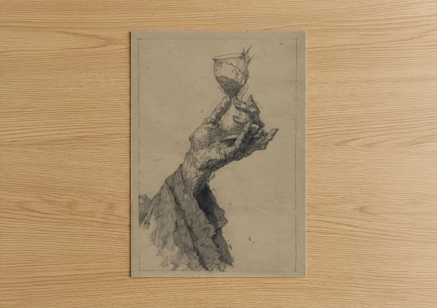 Vintage Vampire Hourglass Sketch Wall Art