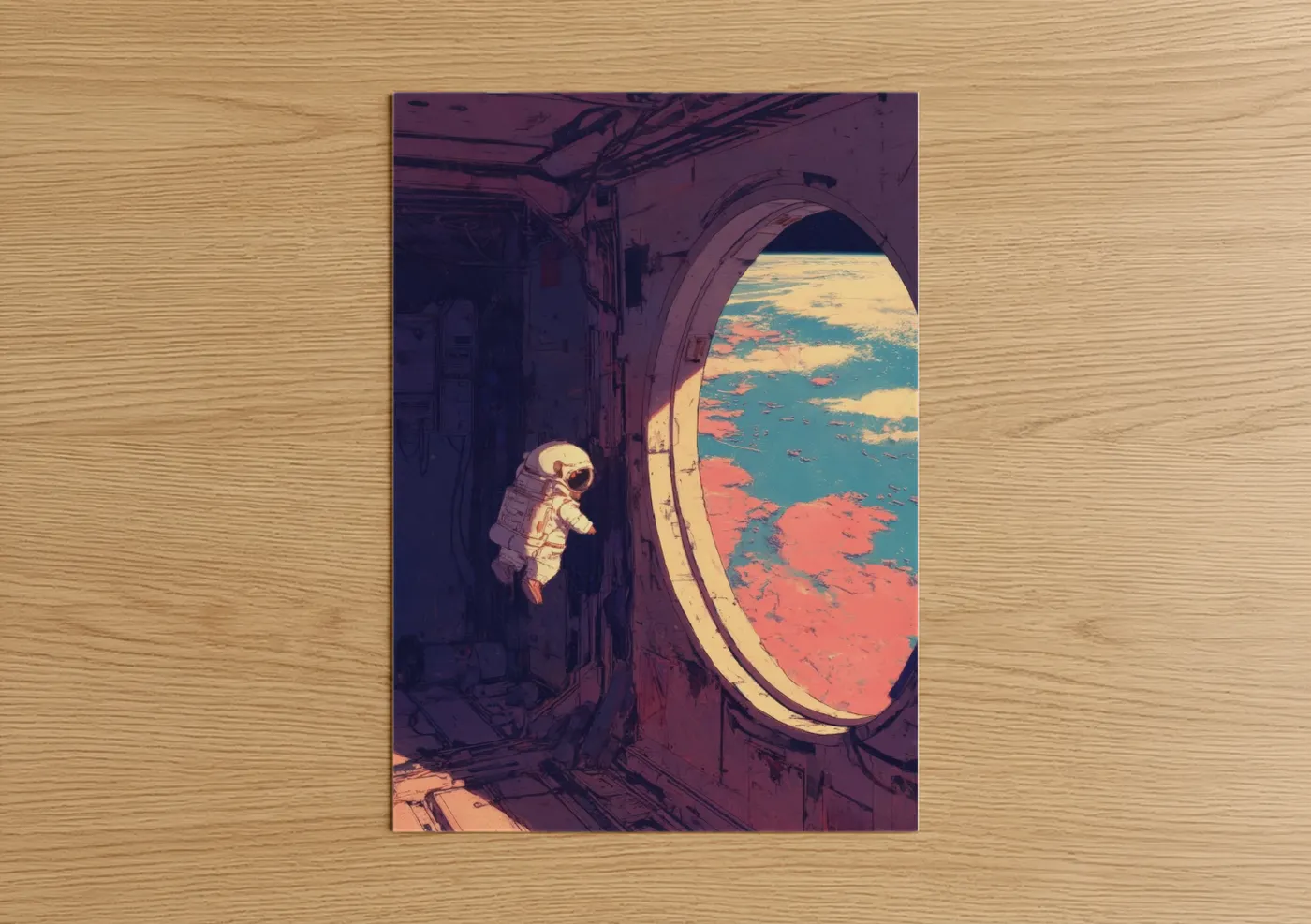Astronaut Looking at Alien Planet Wall Art