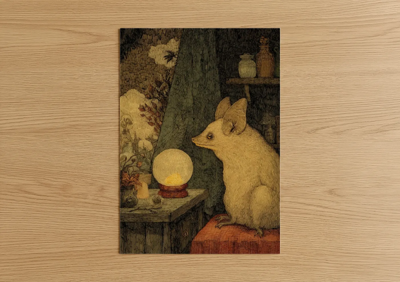 Mystical Bat Crystal Ball Fantasy Wall Art
