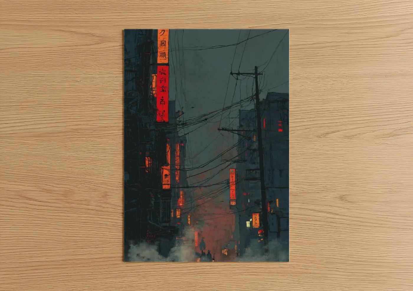 Cyberpunk City Neon Lights Sci-Fi Wall Art