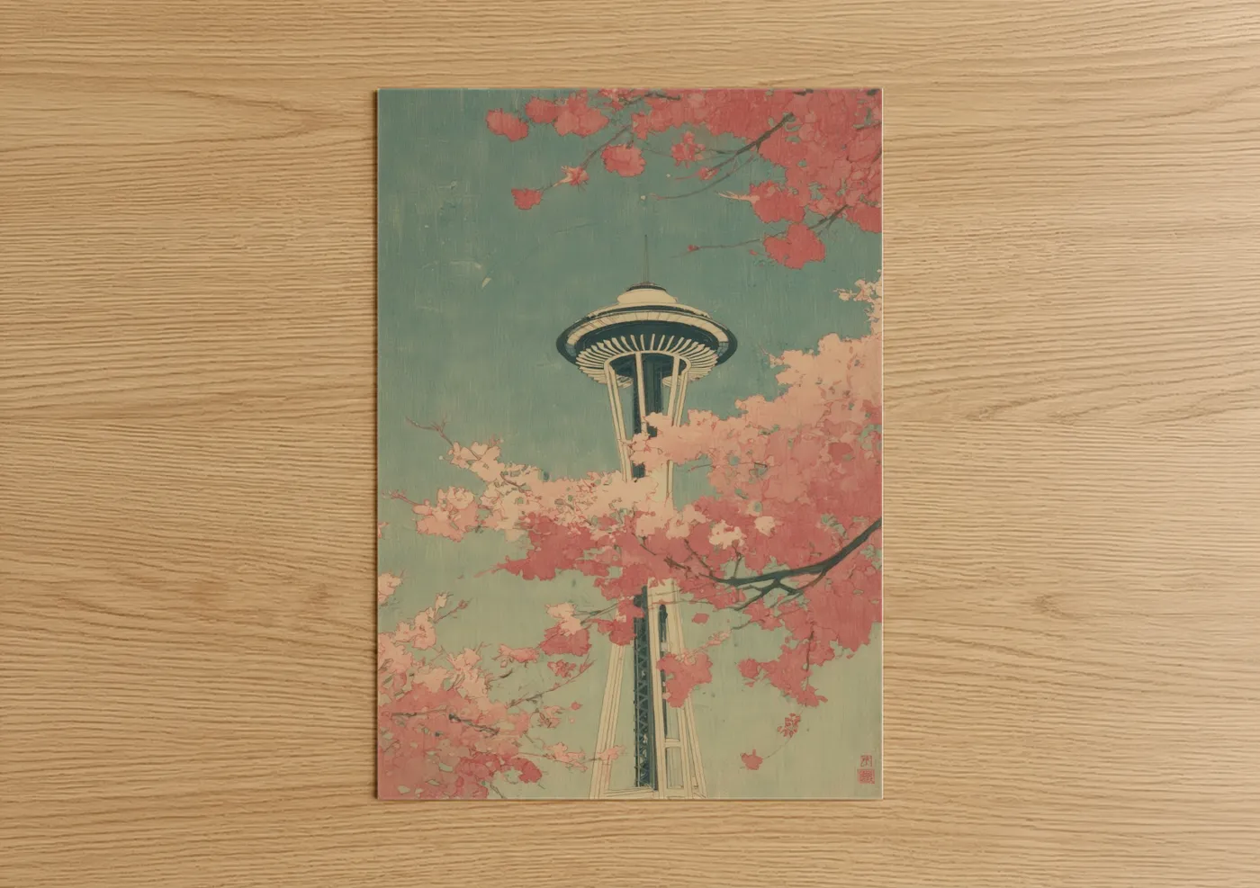 Cherry Blossom Space Needle Seattle Wall Art