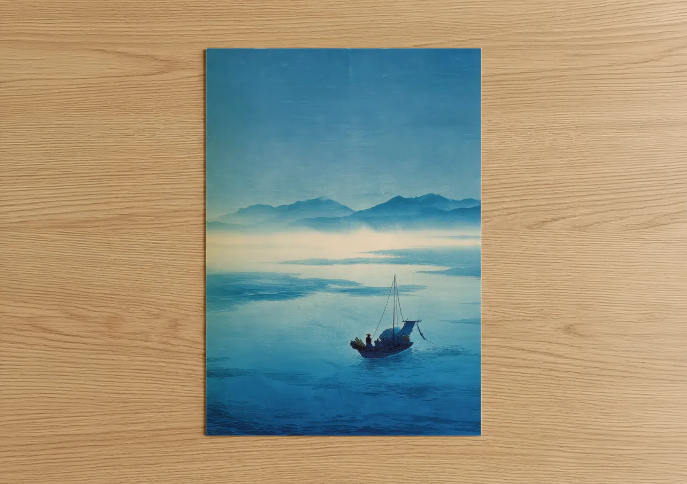 Serene sailboat ocean landscape painting Wall Art