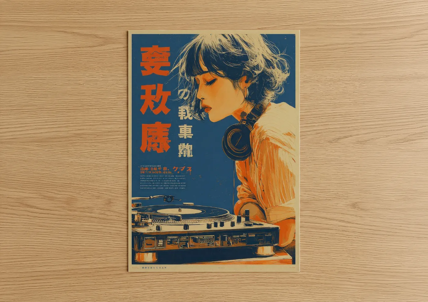 Vintage Japanese DJ Girl Retro Music Poster Wall Art