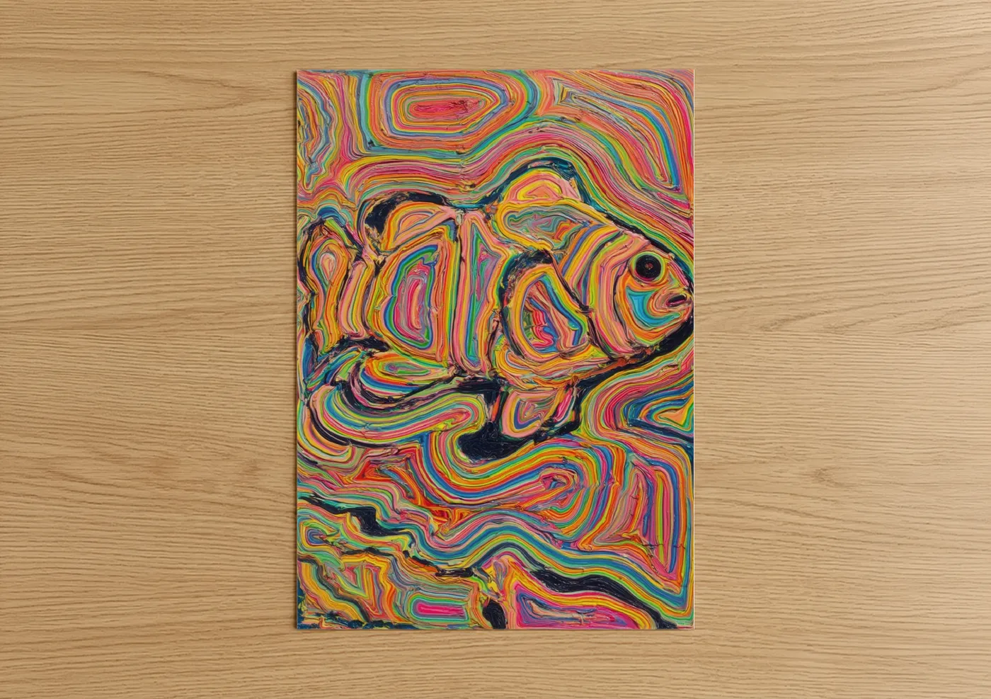 Psychedelic Clownfish Abstract Wall Art