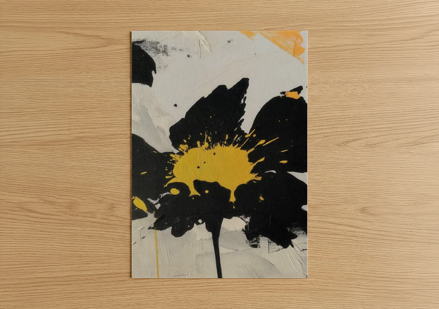 Golden Splash Abstract Flower Wall Art