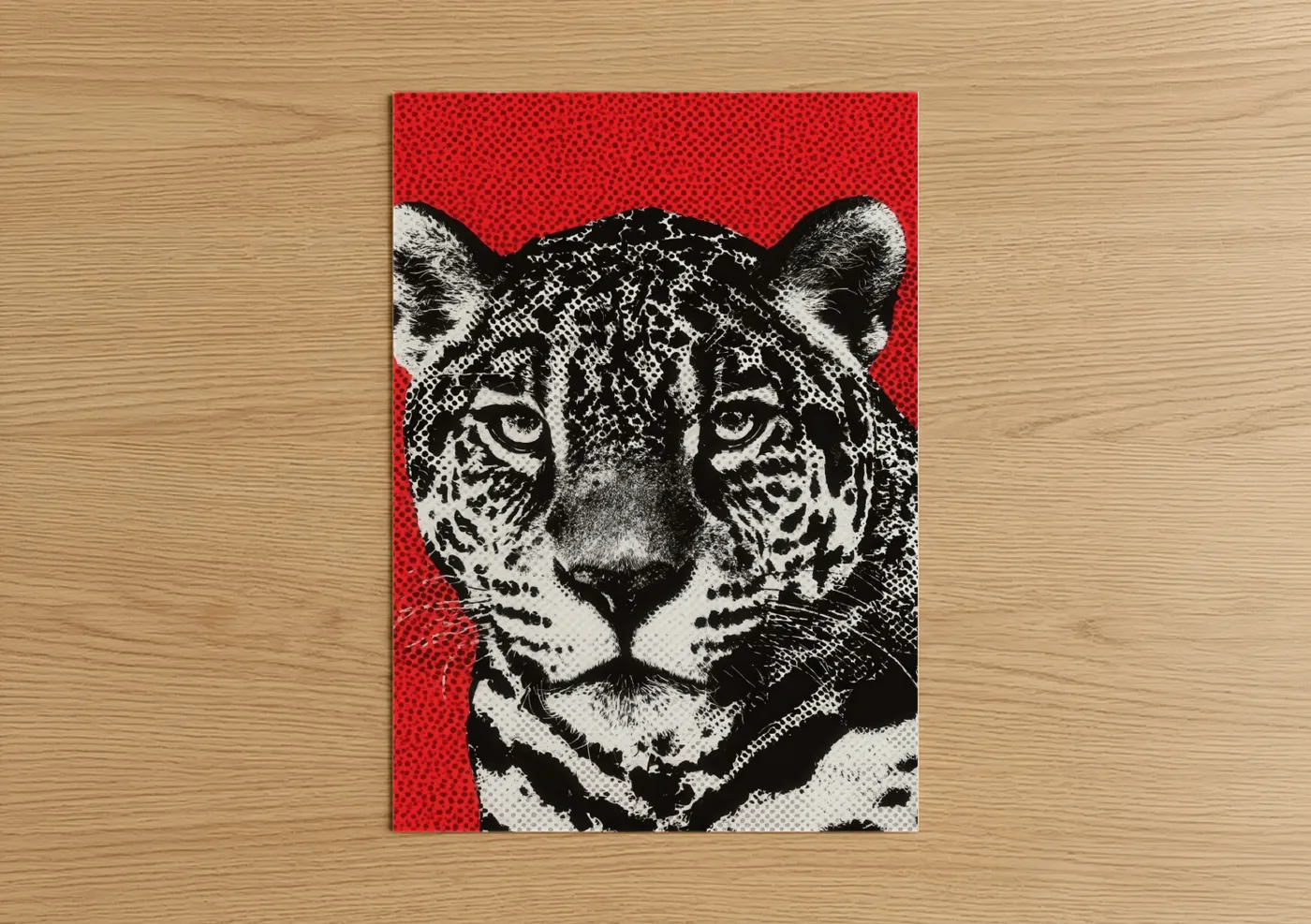 Bold Jaguar Pop Art Red Background Wall Art