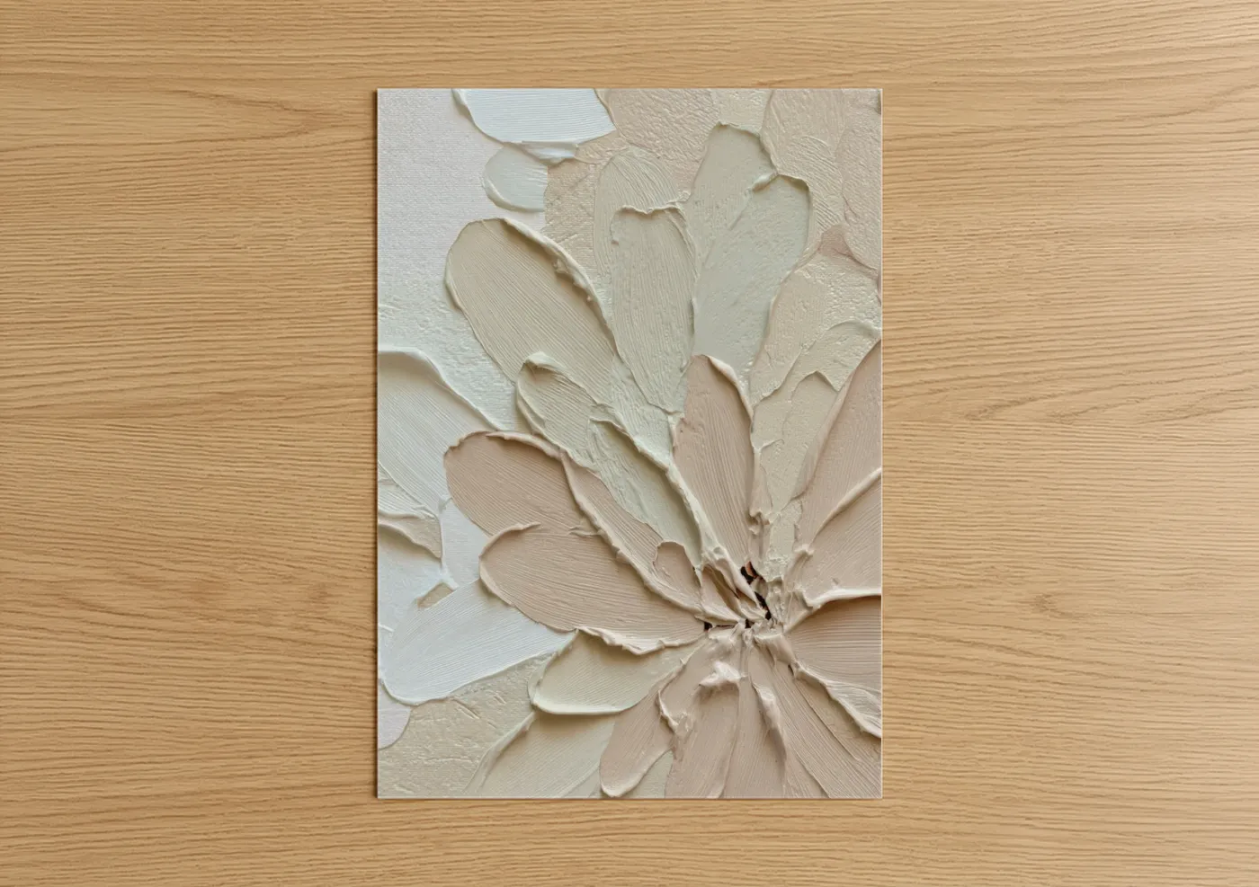 Cream Textured Floral Abstract Minimalist Wall Art