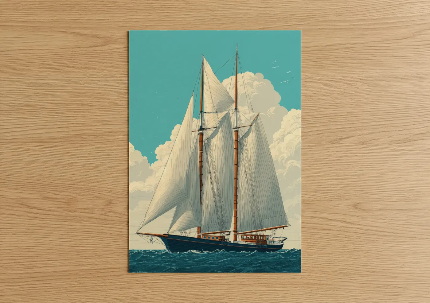 Classic Sailing Ship Nautical Illustration Wall Art