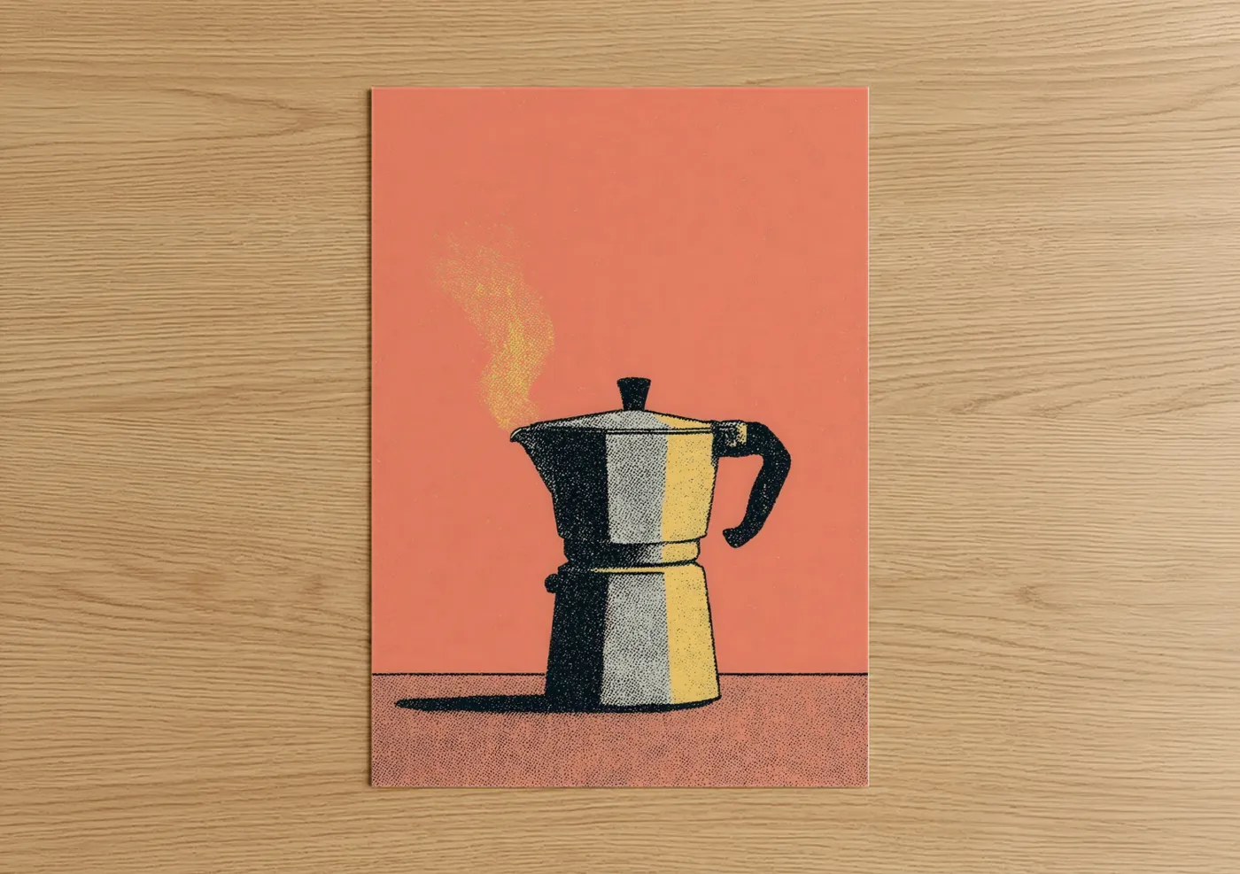 Vintage Moka Pot Coffee Maker Illustration Wall Art