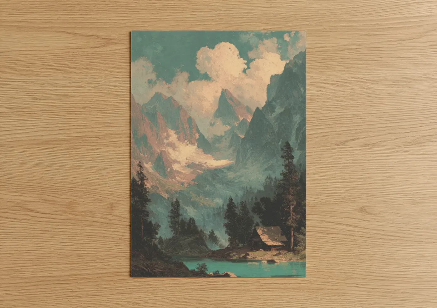 Mountain Cottage Valley Landscape Wall Art