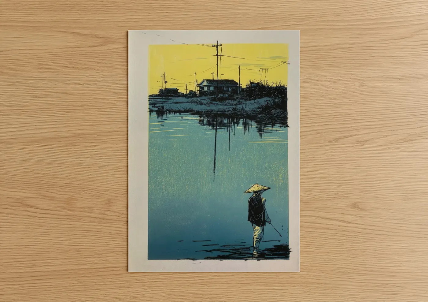 Solitary Fisher Village Landscape Wall Art