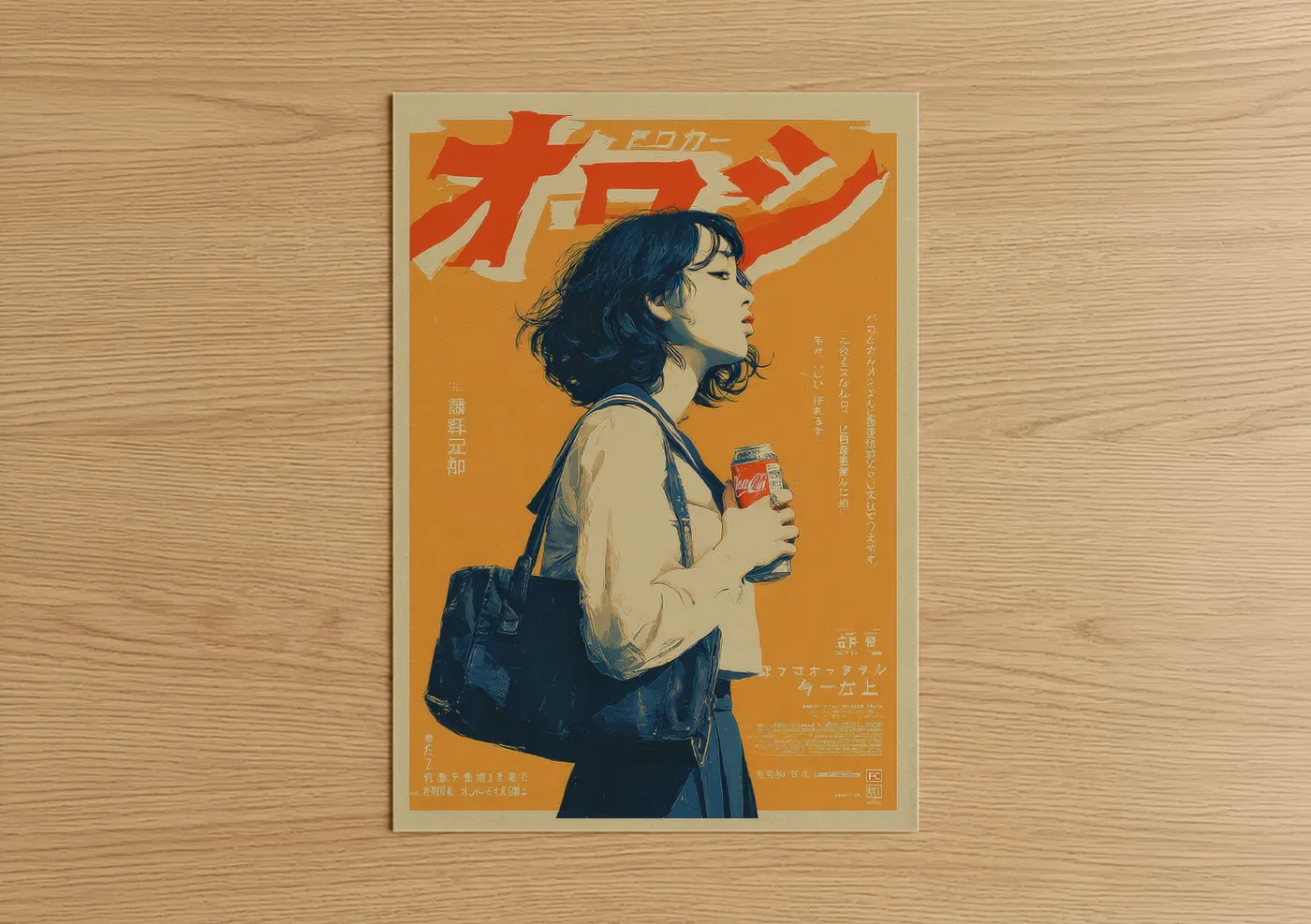 Vintage Japanese Cola Ad Girl Poster Wall Art
