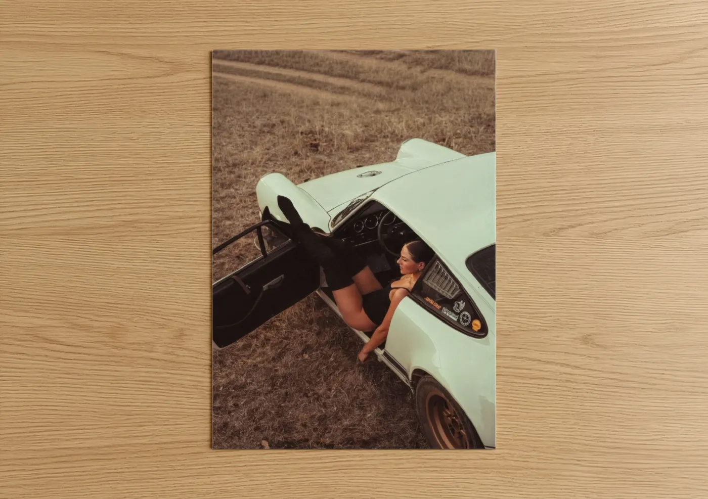 Vintage Sports Car Desert Field Photography Wall Art