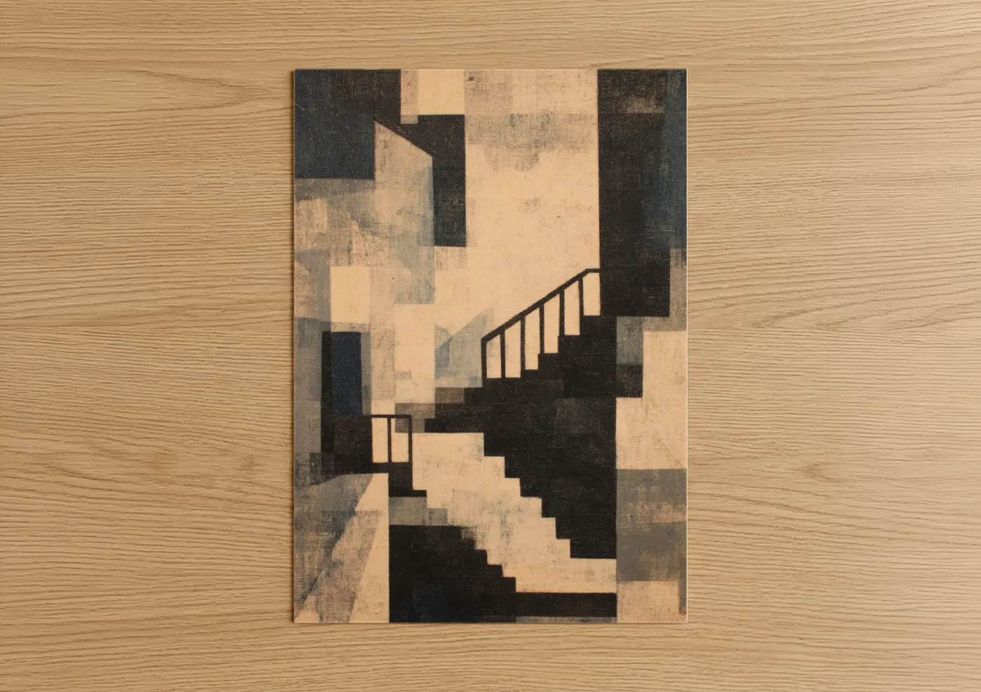 Geometric Staircase Abstract Wall Art