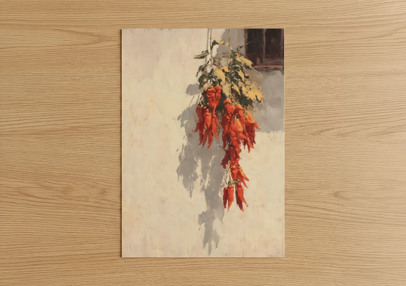Hanging Red Chili Peppers Still Life Wall Art