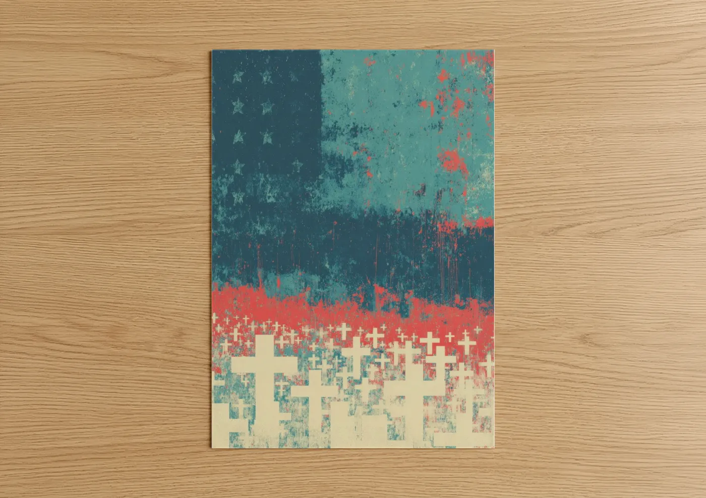 Veterans Day Memorial Cross Tribute Wall Art