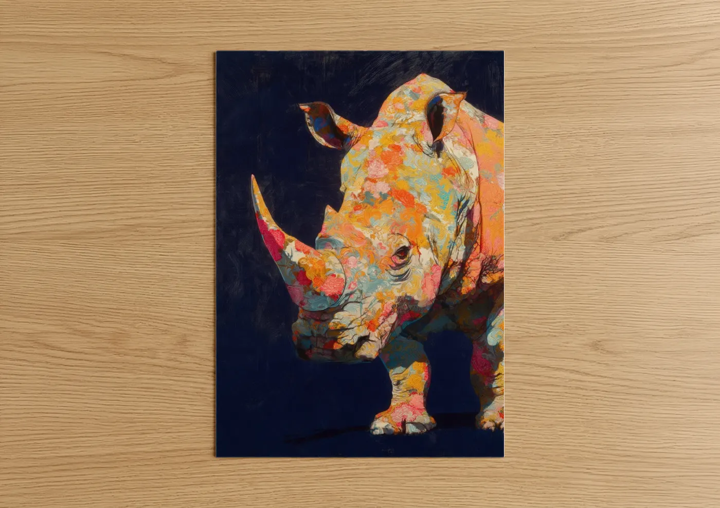 Colorful Floral Rhino Safari Wall Art